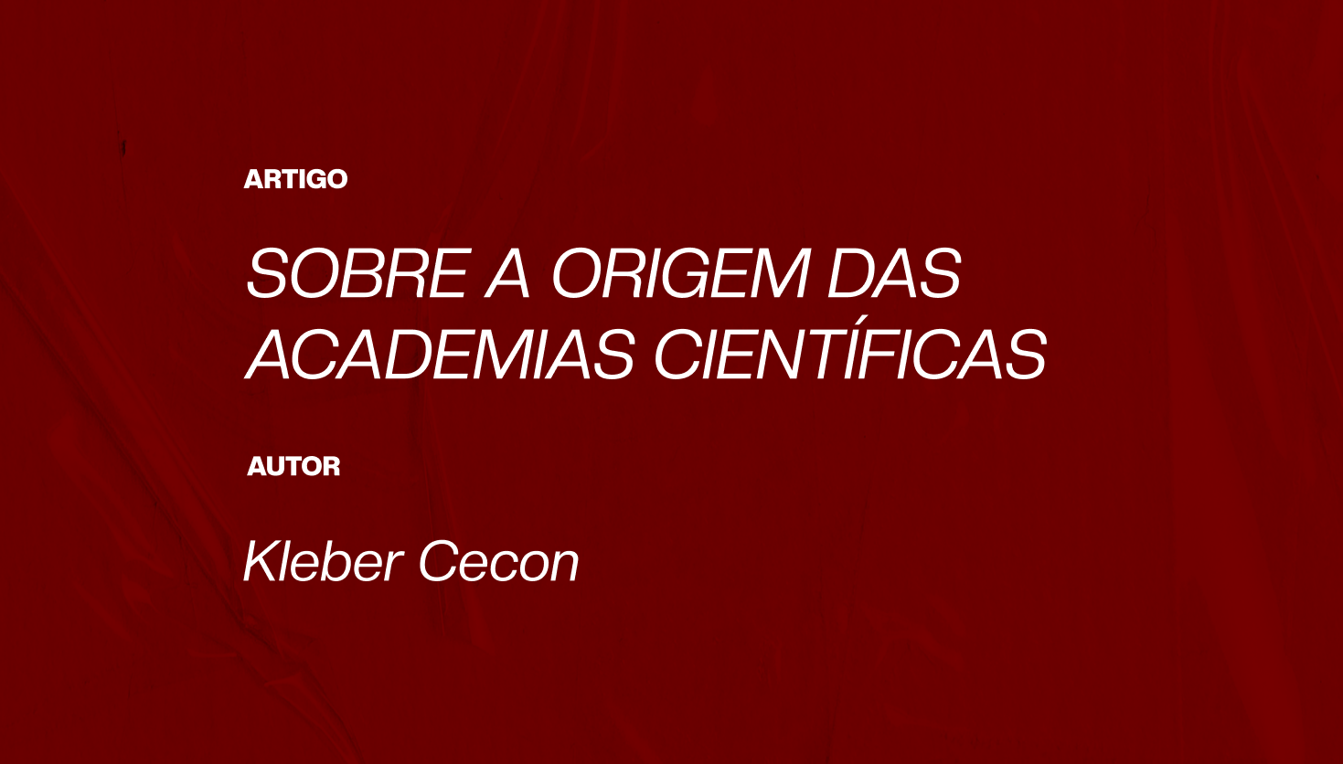 AMICIC - Sobre a origem das academias científicas